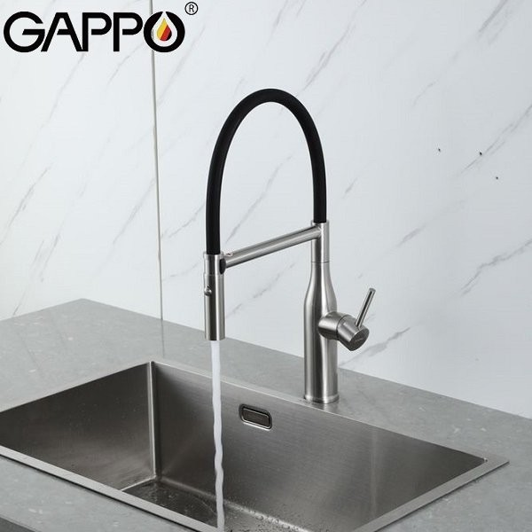 Смеситель для кухни Gappo G4098-25 с гибким изливом, сатин