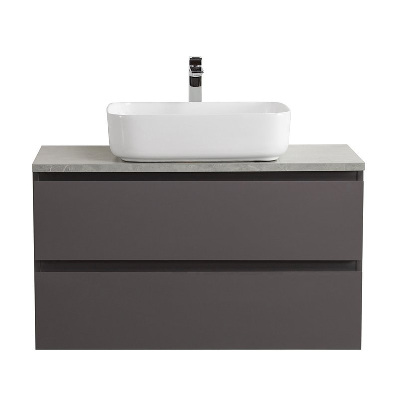 Тумба под раковину со столешницей BelBagno Kraft 100 подвесная, матовая темно-серая, столешница kep-100-mgl