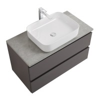 Тумба под раковину со столешницей BelBagno Kraft 100 подвесная, матовая темно-серая, столешница kep-100-mgl