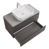 Тумба под раковину со столешницей BelBagno Kraft 100 подвесная, матовая темно-серая, столешница kep-100-mgl