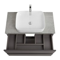 Тумба под раковину со столешницей BelBagno Kraft 100 подвесная, матовая темно-серая, столешница kep-100-mgl