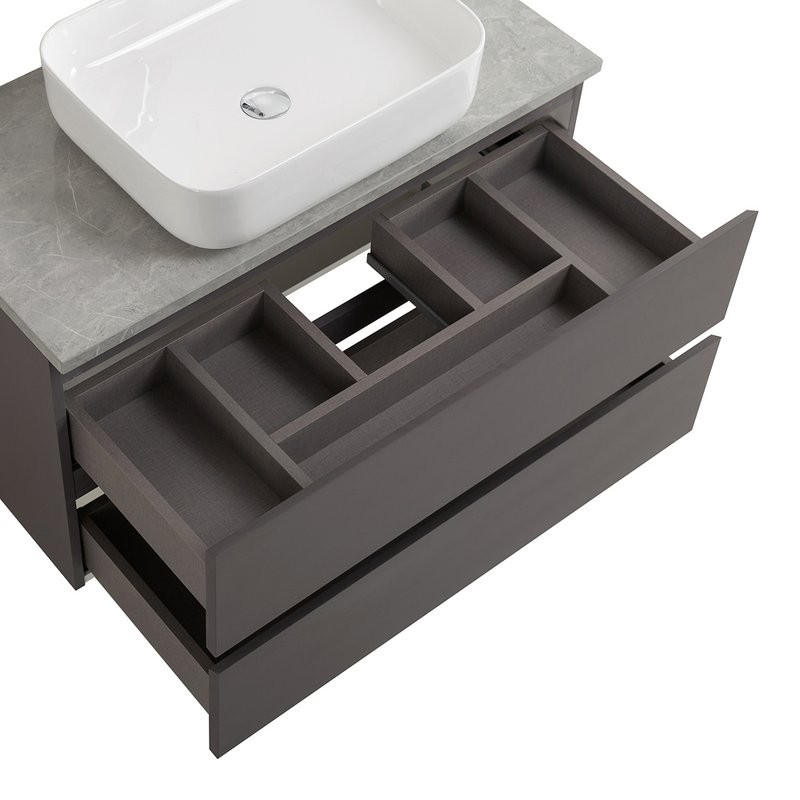 Тумба под раковину со столешницей BelBagno Kraft 100 подвесная, матовая темно-серая, столешница kep-100-mgl