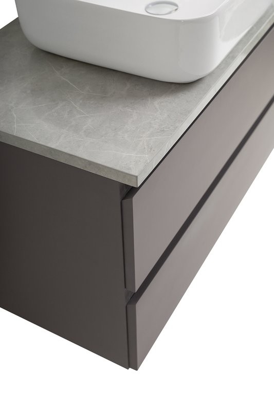 Тумба под раковину со столешницей BelBagno Kraft 100 подвесная, матовая темно-серая, столешница kep-100-mgl