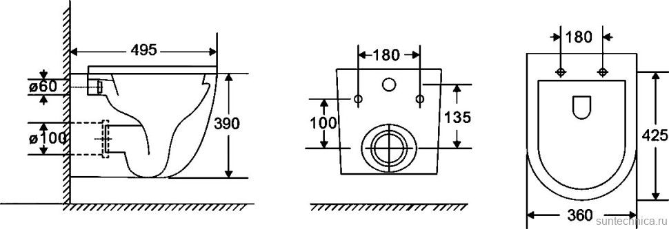 Унитаз подвесной Grossman Торнадо GR-4455SQC безободковый, с микролифтом