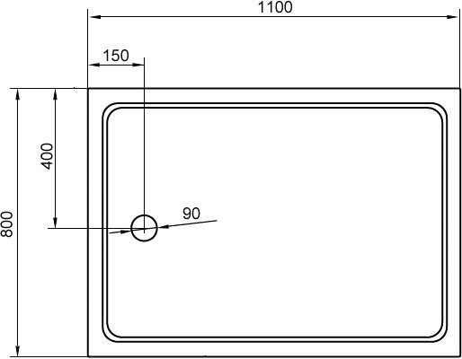 Поддон для душа Cezares Tray TRAY-A-AH-110/80-15-W 110x80, с сифоном