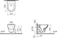 Комплект VitrA Zentrum L-box 9012B003-7206 подвесной унитаз безободковый, с микролифтом + инсталляция + кнопка
