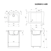 Мойка кухонная Ulgran U-408 -309 темно-серая Мойка кухонная Ulgran U-408 -309 темно-серая