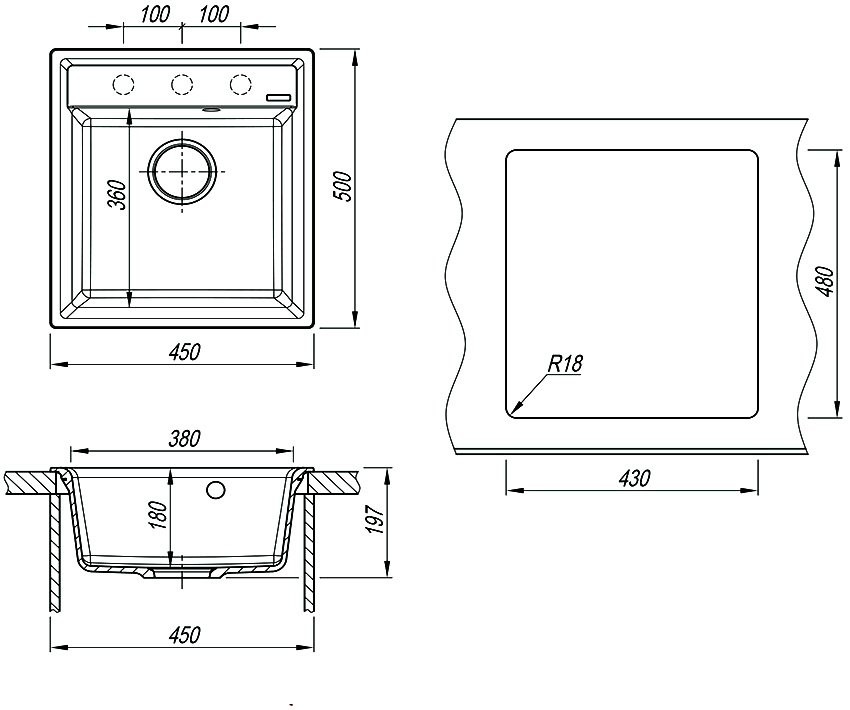 Комплект Мойка Lemark Hanka 450 9910007 антрацит + Смеситель Comfort LM3061PAN антрацит