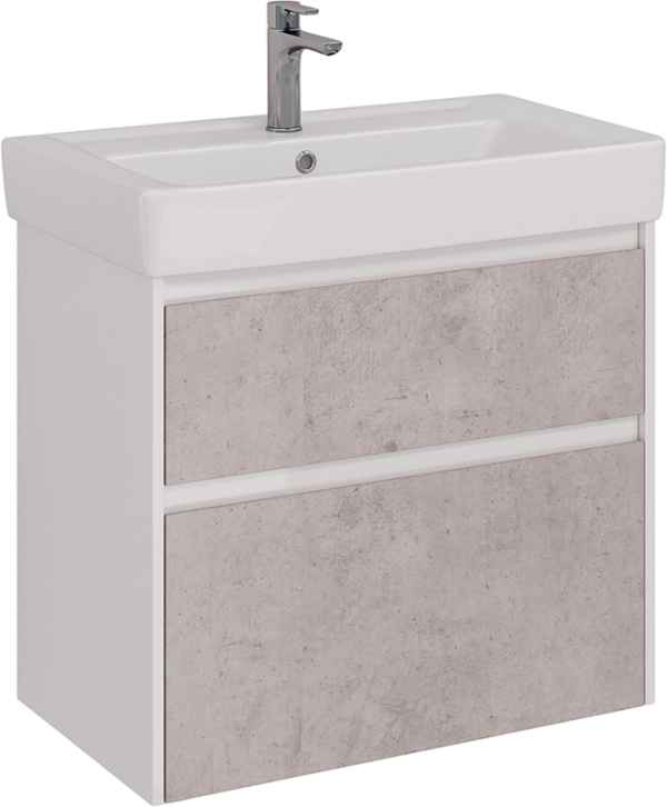 Тумба под раковину Lemark Combi 80 бетон, белая глянцевая