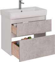 Тумба под раковину Lemark Combi 80 бетон, белая глянцевая