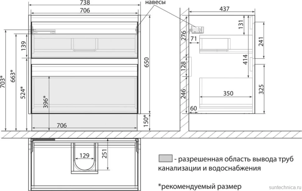 Тумба под раковину Lemark Combi 80 бетон, белая глянцевая