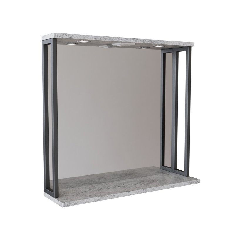 Зеркальный шкаф "БРУКЛИН" 80 Бетон с подсветкой ЛОФТ (ЛДСП)