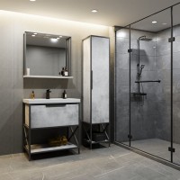 Зеркальный шкаф "БРУКЛИН" 80 Бетон с подсветкой ЛОФТ (ЛДСП) Зеркальный шкаф "БРУКЛИН" 80 Бетон с подсветкой ЛОФТ (ЛДСП)