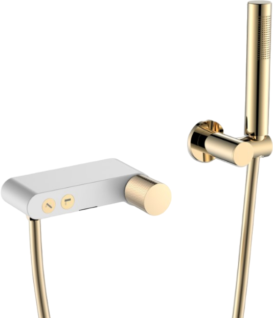 Смеситель для ванны с душем Boheme Stick 123-WG.2 white touch gold