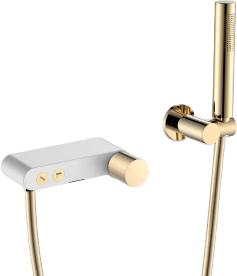 Смеситель для ванны с душем Boheme Stick 123-WG.2 white touch gold