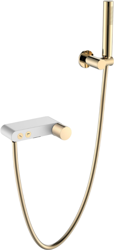 Смеситель для ванны с душем Boheme Stick 123-WG.2 white touch gold