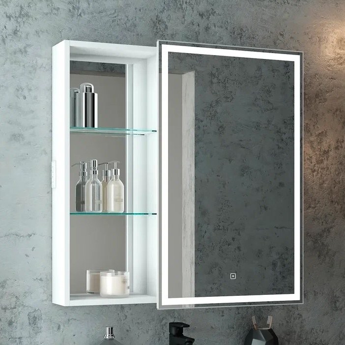 Зеркало-шкаф CONTINENT Aperio R 80х80 с подсветкой