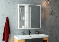 Зеркало-шкаф CONTINENT Aperio R 80х80 с подсветкой Зеркало-шкаф CONTINENT Aperio R 80х80 с подсветкой
