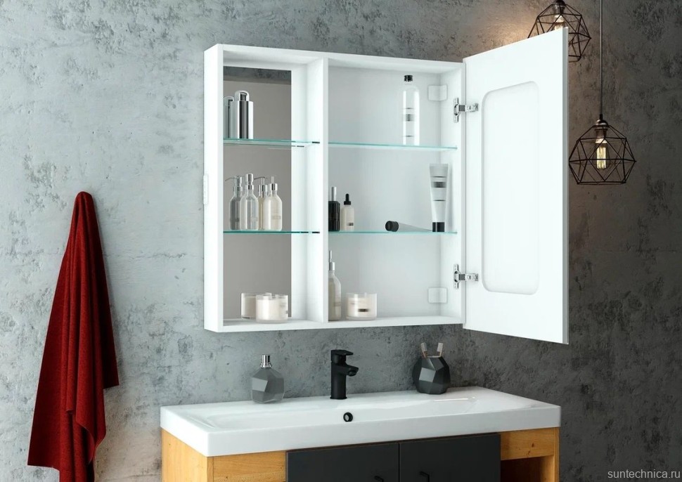 Зеркало-шкаф CONTINENT Aperio R 80х80 с подсветкой