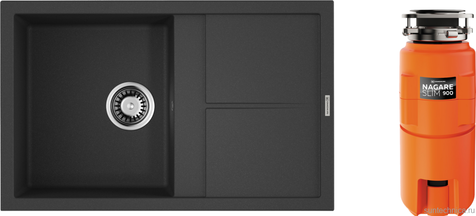 Комплект Мойка Omoikiri Sumi 79 черная + Измельчитель Nagare slim 900