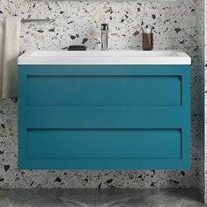 Тумба под раковину Art&Max Platino 90, подвесная, бирюзовая матовая