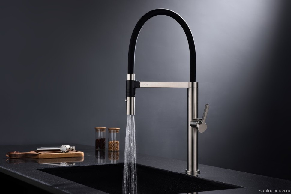 Смеситель для кухни Paulmark Leader Le214101-BS с гибким изливом, брашированная сталь