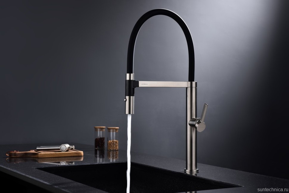 Смеситель для кухни Paulmark Leader Le214101-BS с гибким изливом, брашированная сталь