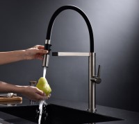 Смеситель для кухни Paulmark Leader Le214101-BS с гибким изливом, брашированная сталь