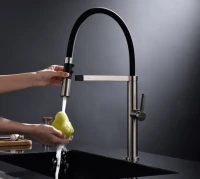 Смеситель для кухни Paulmark Leader Le214101-BS с гибким изливом, брашированная сталь
