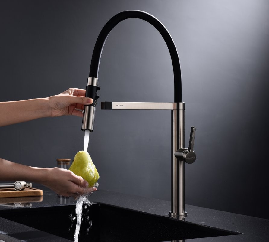 Смеситель для кухни Paulmark Leader Le214101-BS с гибким изливом, брашированная сталь