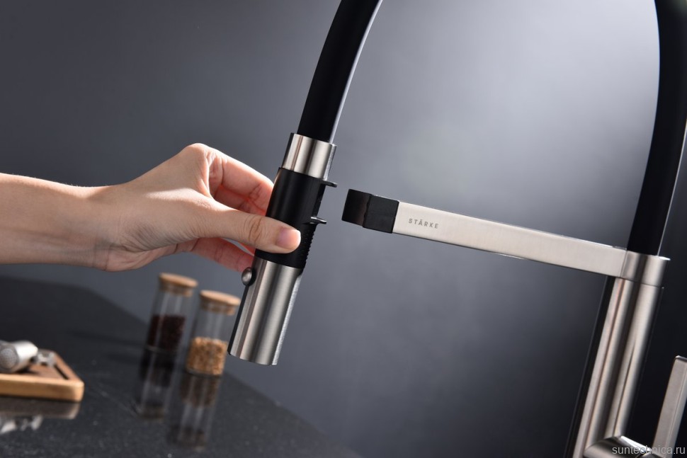 Смеситель для кухни Paulmark Leader Le214101-BS с гибким изливом, брашированная сталь