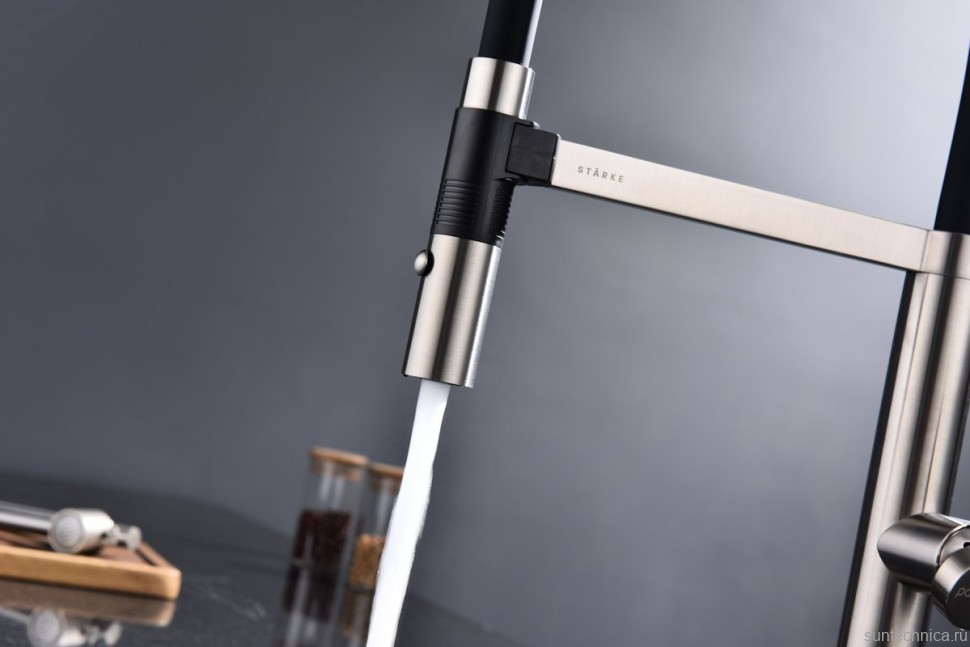 Смеситель для кухни Paulmark Leader Le214101-BS с гибким изливом, брашированная сталь