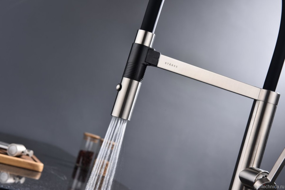 Смеситель для кухни Paulmark Leader Le214101-BS с гибким изливом, брашированная сталь