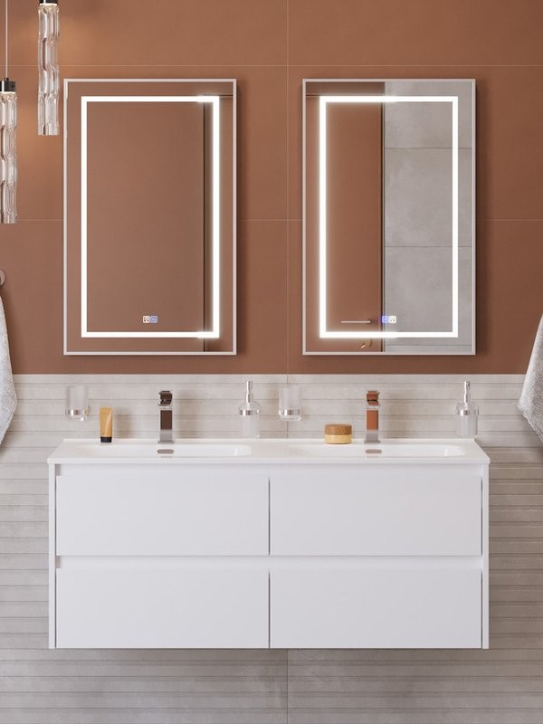 Мебель для ванной комнаты BelBagno Kraft 120 подвесная, bianco opaco, раковина bb1200-2-etl, для двоих