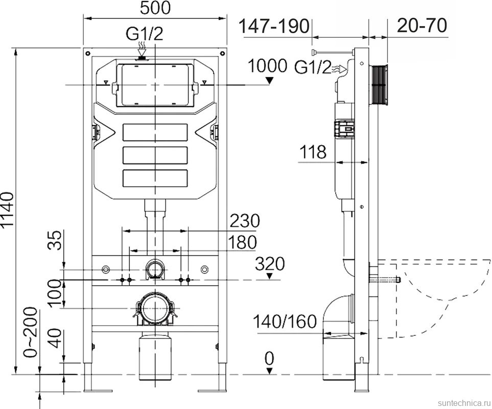 Комплект Унитаз подвесной Ceramicanova Forma CN3009 безободковый, с микролифтом + Инсталляция Envision CN1002W + Кнопка Flat, белая