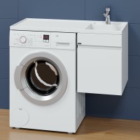 Тумба с раковиной СаНта Марс 38, R 1 ящик, подвесная, для стиральной машины