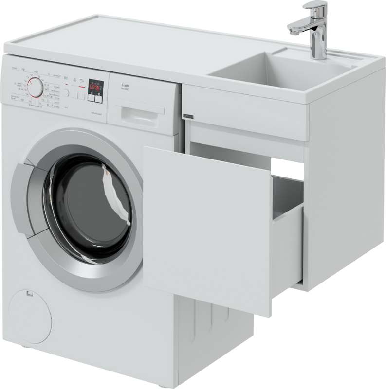Тумба с раковиной СаНта Марс 38, R 1 ящик, подвесная, для стиральной машины