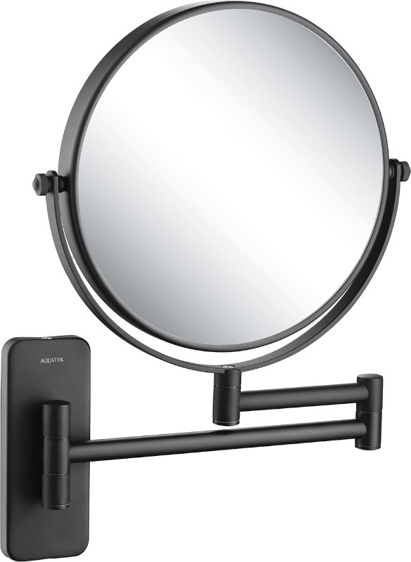 Косметическое зеркало AQUATEK AQ4911MB без подсветки, двухстороннее, телескопическое, поворотное, черное матовое
