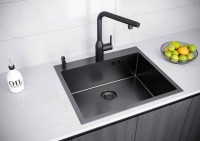 Комплект Мойка Paulmark Kroner-Edge PM775951-GM вороненая сталь + Измельчитель Intenso