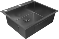 Комплект Мойка Paulmark Kroner-Edge PM775951-GM вороненая сталь + Измельчитель Intenso