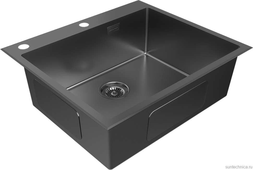 Комплект Мойка Paulmark Kroner-Edge PM775951-GM вороненая сталь + Измельчитель Intenso