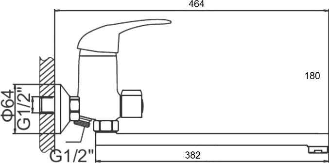 Смеситель с длинным изливом для ванны D-lin D146406 хром