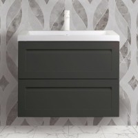 Тумба с раковиной Art&Max Platino 75, подвесная, серый матовый
