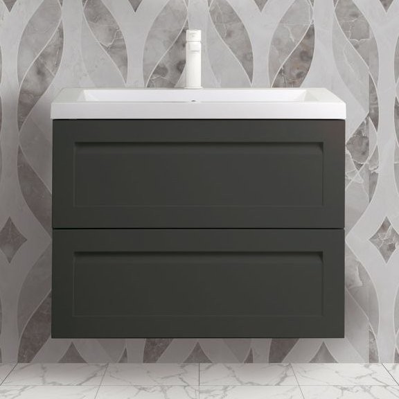 Тумба с раковиной Art&Max Platino 75, подвесная, серый матовый