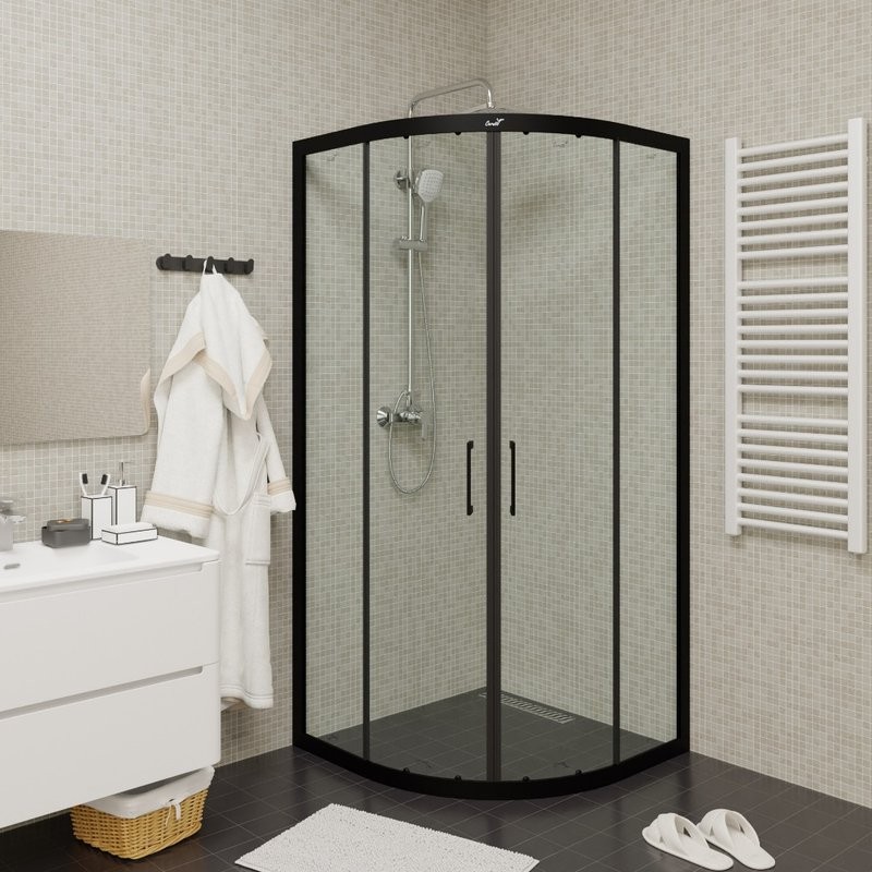Душевой уголок Ceruttispa Viva 90B N 90x90, профиль черный