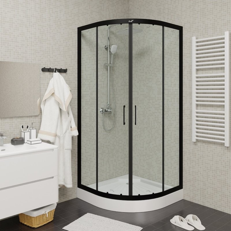 Душевой уголок Ceruttispa Viva 90B N 90x90, профиль черный