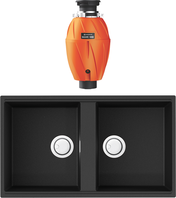 Комплект Мойка Omoikiri Kitagawa 83-2-U-GB графит + Измельчитель Nagare 1000