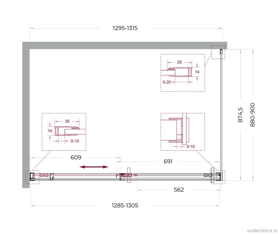 Душевой уголок BelBagno Soft Close-1 AH-1-130/90-C-Cr профиль хром