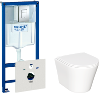 Комплект Унитаз подвесной Ceramicanova Forma CN3011 с микролифтом + Инсталляция Grohe Rapid SL 38772001 3 в 1 с кнопкой смыва + Шумоизоляция 37131000