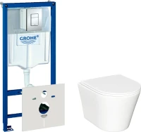 Комплект Унитаз подвесной Ceramicanova Forma CN3011 с микролифтом + Инсталляция Grohe Rapid SL 38772001 3 в 1 с кнопкой смыва + Шумоизоляция 37131000